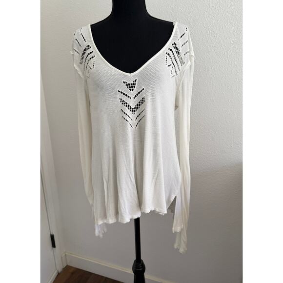 WE THE FREE People Moonrise Cutwork Thermal Shirt Top White Blouse Tunic - xs - Picture 3 of 8